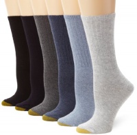 Gold Toe Women's 6 Pack Ribbed Crew