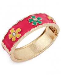 Betsey Johnson Gold-Tone Glitter Flower Bangle Bracelet