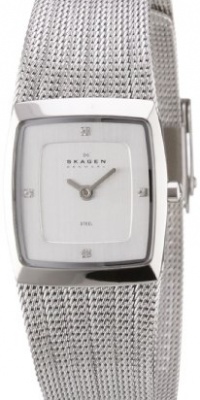 Skagen Striped Mesh Steel Womens Watch (Silver)