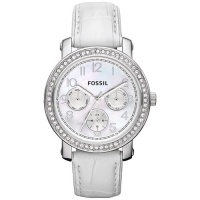 Fossil Women's ES2980 Leather Crocodile Analog with White Dial Watch