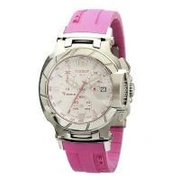 Tissot Women's T0482171701701 T-Race White Dial Pink Silicone Strap Watch