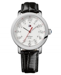 A handsome watch with added Tommy Hilfiger accents of red, white and blue.