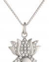 Judith Jack Double Impact Sterling Silver and Marcasite Lotus Pendant Necklace, 18