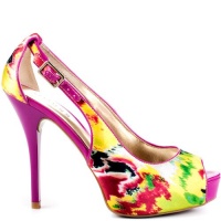 Guess Hondola Peep-Toe Pumps, Yellow Multi Satin,7.5M