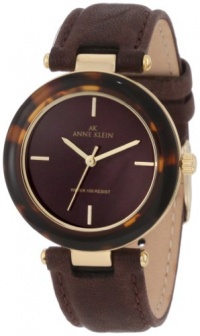 Anne Klein Women's 10/9852BMBN Gold-Tone Brown Leather Strap Watch