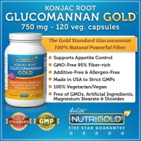 Glucomannan GOLD, Konjac Root Fiber for Weight-loss, 750mg, 120 Vegetarian Capsules