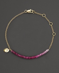 In graduated hues, pink sapphires adorn a 14K gold chain.