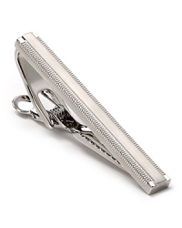 Give your professional look a boost with this polished tie bar, set with a simple ridge design for unique flair.