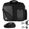 BLACK Pindar Durable Water-Resistant Nylon Protective Carrying Case Messenger Shoulder Bag For Apple MacBook Air Notebook Laptop MC968LL MC969LL + White Cable Organizer + Black Cable Organizer + Black Wireless Laser 2.4Ghz Mouse w/ BACK and FORWARD Button