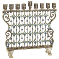 Olivia Riegel Cami Luxury Judaica Heirloom Hanukah Menorah With Swarovski Crystals