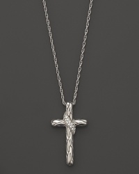 Diamond pavé adds sparkle to a sterling silver cross pendant necklace from the Classic Chain Kepang collection by John Hardy.