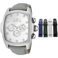 Invicta Men's 11730 Lupah Collection Silver Textured Dial Interchangeable Leather Strap Watch Set