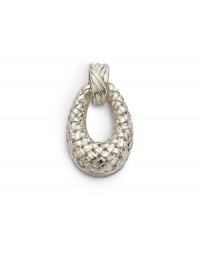 THE LOOKBasketweave collectionBasketweave textured designPerforated accentsSterling silver setting Latch closure THE MEASUREMENTLength, about 1.75ORIGINMade in USAPlease note: chain not included. 