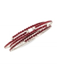 Simple chic. The stylish coil bracelets in this set from Nine West are crafted from silver-tone mixed metal with colorful red glass stones adding a vibrant touch. Approximate diameter: 2-1/4 inches.