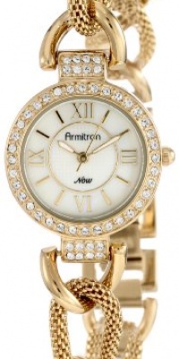 Armitron Women's 75/4070MPGP Swarovski Crystal Accented Gold-Tone Rope Chain Link Bracelet Watch