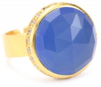 Coralia Leets Jewelry Design Riviera Collection Pave Round-Cut Adjustable Ring, Deep Blue Chalcedony