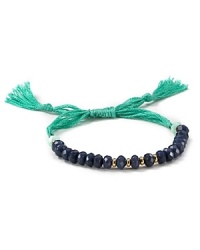 The classic friendship bracelet has officially gone glam. Shashi adds mutli-colored cord and a row of semi-precious beads for a look that's totally bright now.