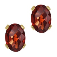 1.60 Ct Checkerboard Genuine Red Garnet Stud Earrings 7X5mm