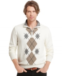 A preppy argyle pattern adds a classic touch to this Izod sweater.