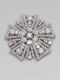 EXCLUSIVELY AT SAKS. Both bold and beautiful, this sparkling medallion is rendered in rich patterns of cubic zirconia and radiant faceted crystal. Cubic zirconia and crystal Rhodium plated Diameter, about 1½ Pin backing with foldover clasp Imported