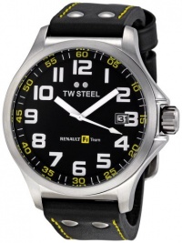 TW Steel Men's TW 670 RF1 Team Pilot Black Leather Dial Watch