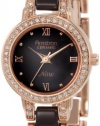 Armitron Women's 75/3919RGBN Brown Ceramic Rosegold-Tone Swarovski Crystal Accented Bracelet Watch