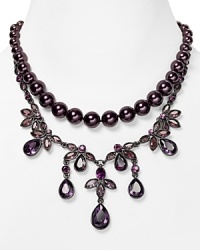 Royal beads and regal crystal stations are a striking contrast to hematite chain on this Carolee Lux necklace, spectacular dressed up or down.