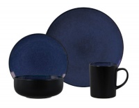 Gibson Novabella 16-Piece Reactive Stoneware Dinnerware Set, Cobalt