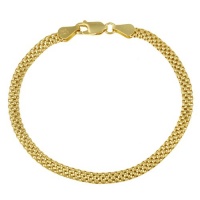 18k Yellow Gold Plated Sterling Silver Mesh Chain Bracelet, 7