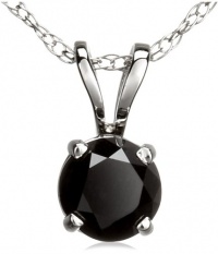 14k White Gold Black Diamond Solitaire Pendant (1/2 cttw)