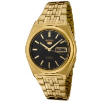 Seiko Men's SNK644 Seiko 5 Automatic Black Dial Gold-Tone Stainless Steel Watch