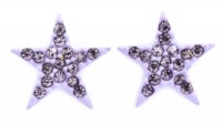 Adorable Small 1/2 Star Shaped Stud Earrings with Sparkly Lavender (Light Purple) Austrian Crystals