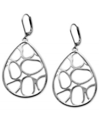 Fashion for the free-spirited. These drop earrings from T Tahari's Essentials collection styled in an oval silhouette with openwork detail. Nickel-free for sensitive skin. Crafted in imitation rhodium mixed metal. Approximate drop: 2 inches.