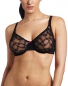 Betsey Johnson Women's Stretch Lace Underwire Demi Bra, Black, 36B