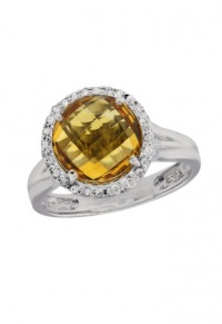 Effy Jewlery 14K White Gold Citrine and Diamond Ring, 3.28 TCW Ring size 7