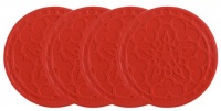 Le Creuset Silicone Set of 4 French Coasters, Chery