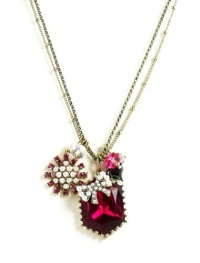 Betsey Johnson Iconic Fabulous Fuschia Crystal Bow Necklace