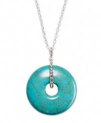 Ralph Lauren Necklace, Silver-Tone Semi-Precious Turquoise Pendant