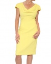 Women's Black Halo Gretchen Cowl Neck Dress in Neon Yellow Size 12