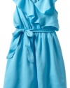 Blush by Us Angels Girls 7-16 Chiffon Ruffle Tie Waist Dress, Aqua, 8