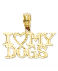 Show love for your loyal canine companion. This cute I Heart My Dogs charm is crafted from diamond-cut 14k gold. Chain not included. Approximate length: 3/5 inch. Approximate width: 7/10 inch.