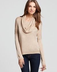 A stylish draped front cowl neck is the simple touch of elegance that enriches this neutral-chicJoie sweater.