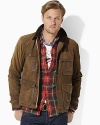 A pop of corduroy at the collar gives a luxe, modern look to a rugged thicket jacket in soft, sueded Italian leather.