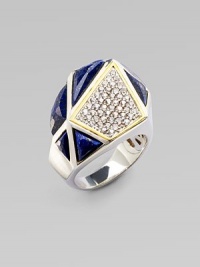 A geometric style with beautiful lapis stones and pavé white sapphires accented in 18k goldplated sterling silver. Sterling silverLapisWhite sapphires18k goldplated sterling silverWidth, about 1Imported