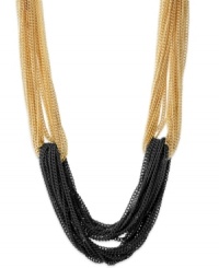 The building block of your style evolution. Gold and black colorblock chains are looped together in this intricate INC International Concepts necklace. Crafted in 14k gold-plated and black tone mixed metal. Approximate length: 16 inches + 3-inch extender.