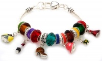 Royal Diamond Bag and Shoes Multi-color with Murano Beads and Swarovski Crystals Designer Fashion Bracelet