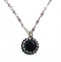 Israeli Designer Mariana Antique Silver Plated Jet Black Swarovski Crystal Pendant Necklace