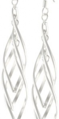 Sterling Silver Linear Swirl French Wire Earrings