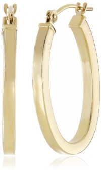 Duragold 14k Yellow Gold Square Tube Oval Hoop Earrings (0.6 Diameter)