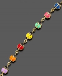 Cute multicolored ladybugs dance across your wrist with this beautiful bracelet set in 14k gold over sterling silver. Approximate length: 7-1/2 inches.